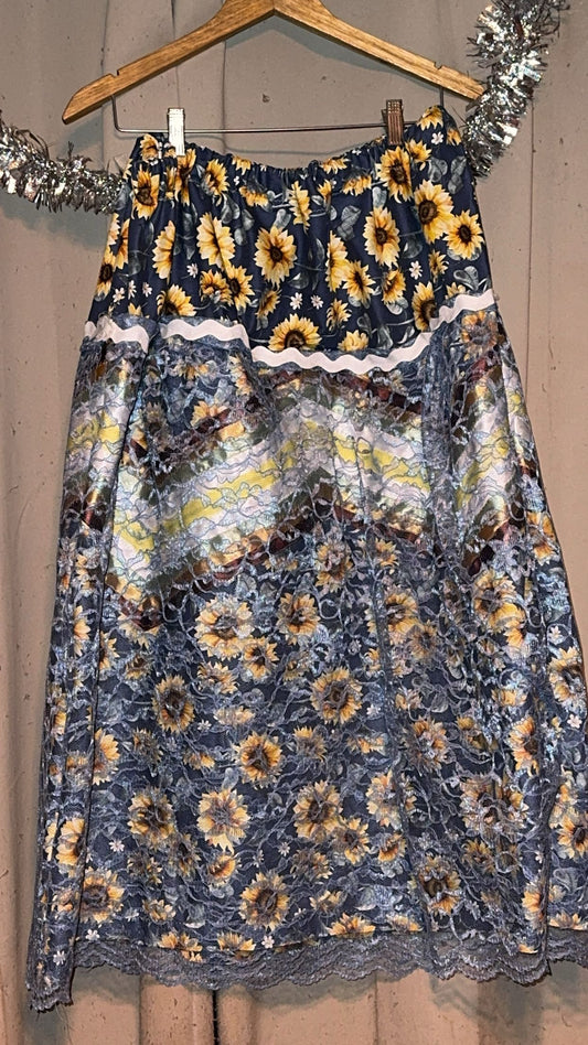 Sunflower Skirt With Lace Overlay